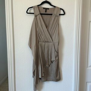 BCBG Gold Asymmetrical Dress with Belt - XS